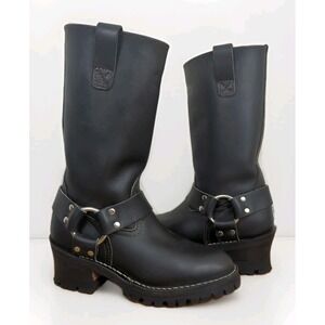 Womens Wesco Boots 11" Custom Harness Engineer Motorcycle Boots Lug Sole Sz 7.5B